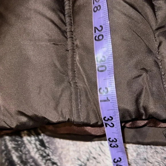 Coffee shop chocolate brown puffer down  jacket Sz L - Picture 10 of 16